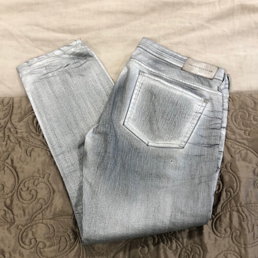 Faith Connexion Silver Coated Cropped Jeans Size 30